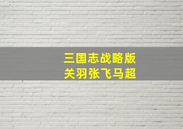 三国志战略版 关羽张飞马超